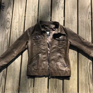 NWOT Lock & Love Brown Faux Leather Jacket